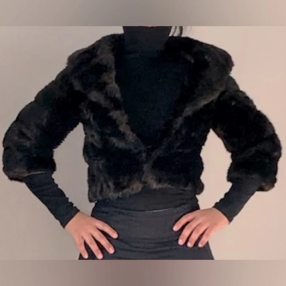 Vintage Monique Cropped Faux Fur Cape Coat Teddy Paris France XS/S - Picture 4 of 14